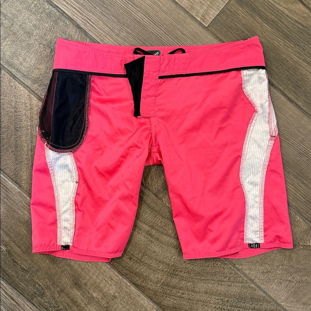 Fox Secret Ride Boardie Swim Trunks Board Shorts Pink Black Size 7 Y2K Surf - Picture 10 of 13